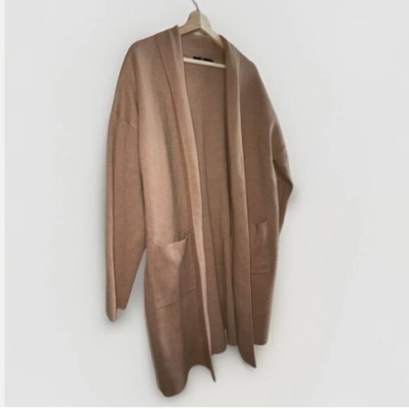 LILLUSORY Women's Oversized Long Cardigan Sweater Camel Brown Pockets Size XL - Picture 4 of 9